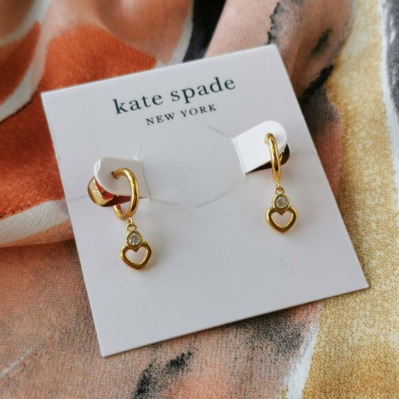 Kate Spade - Shining Spade - Gold Huggie Earrings - Picture 1 of 3